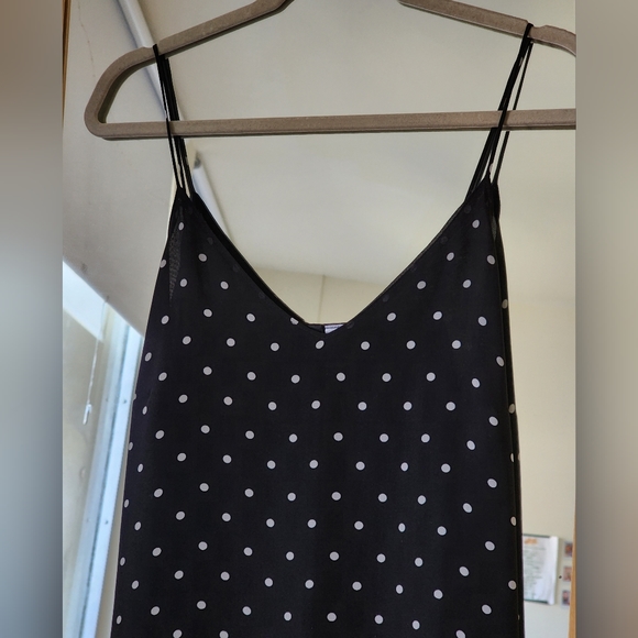 H&M Black Midi Dress with White Polka Dots and Black Lace Trim - Picture 3 of 5